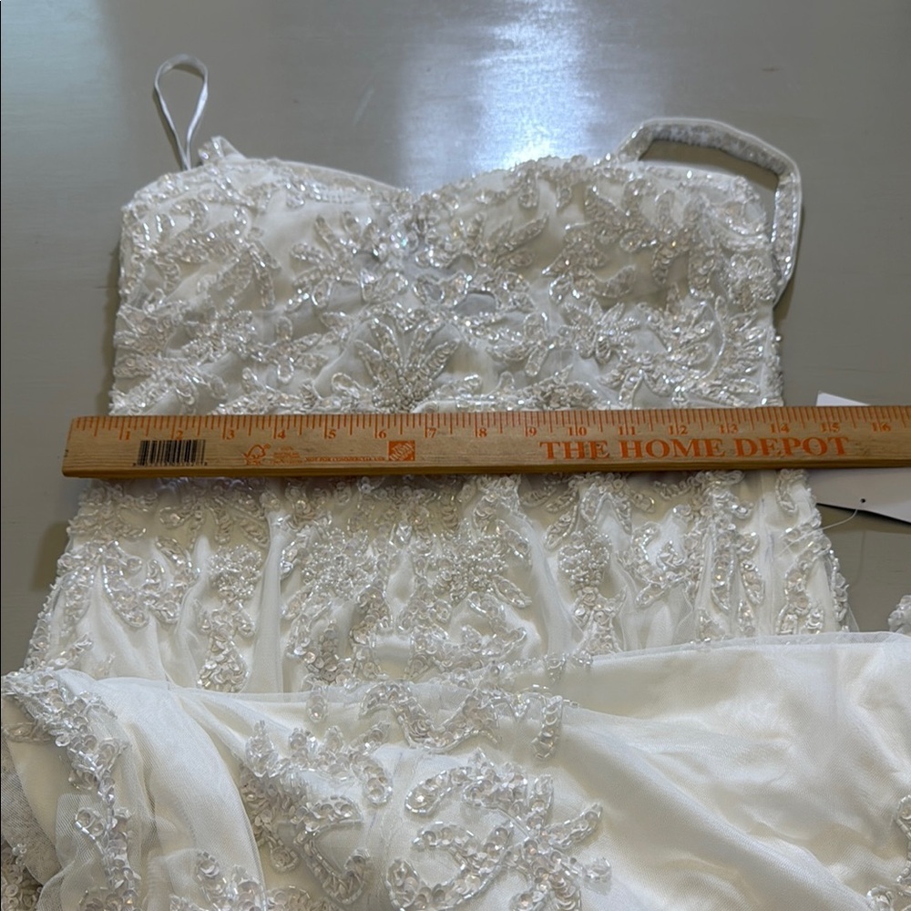 Lulus Momentous Love White Beaded Bustier Mesh Mermaid Maxi Dress Size Large - Picture 7 of 16